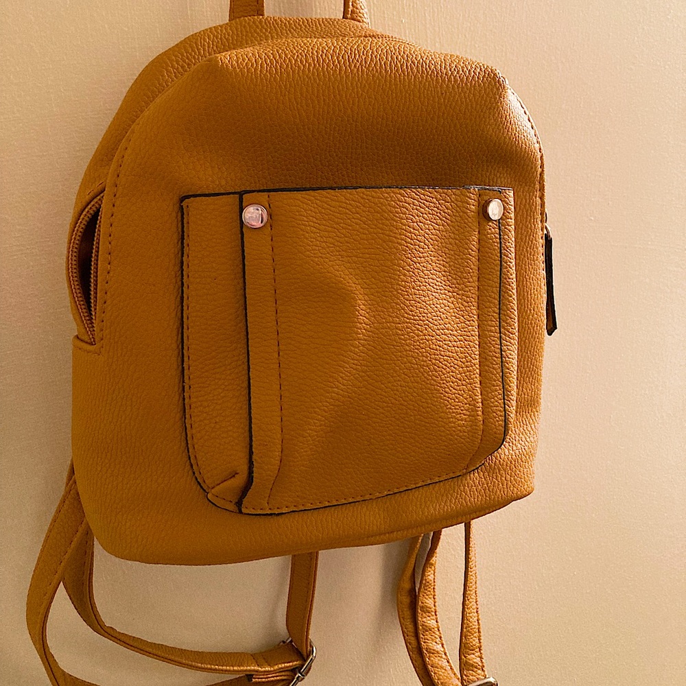 Trendy Mini Backpack in Mustard Yellow with Adjustable Straps